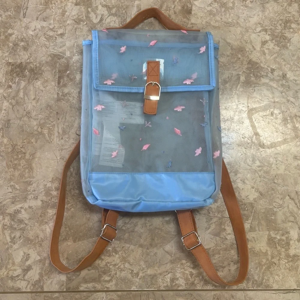 Disney Frozen 2 Sheer Mesh Kids Swim/Beach Backpack Blue Mini Bag